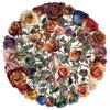 50PCS Vintage Dried Rose Stickers Aesthetic PET Transparent Flower Botanical Sticker Waterproof Decorative Decals for Scrapbook