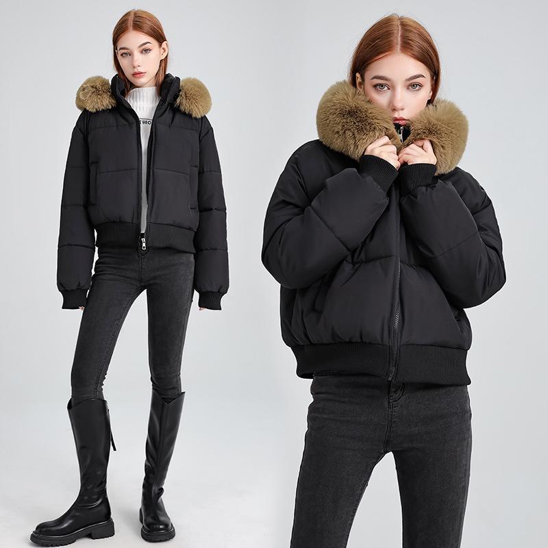 Women's Faux Fur Hooded Down Jacket - 2025 Winter Short Puffer Coat