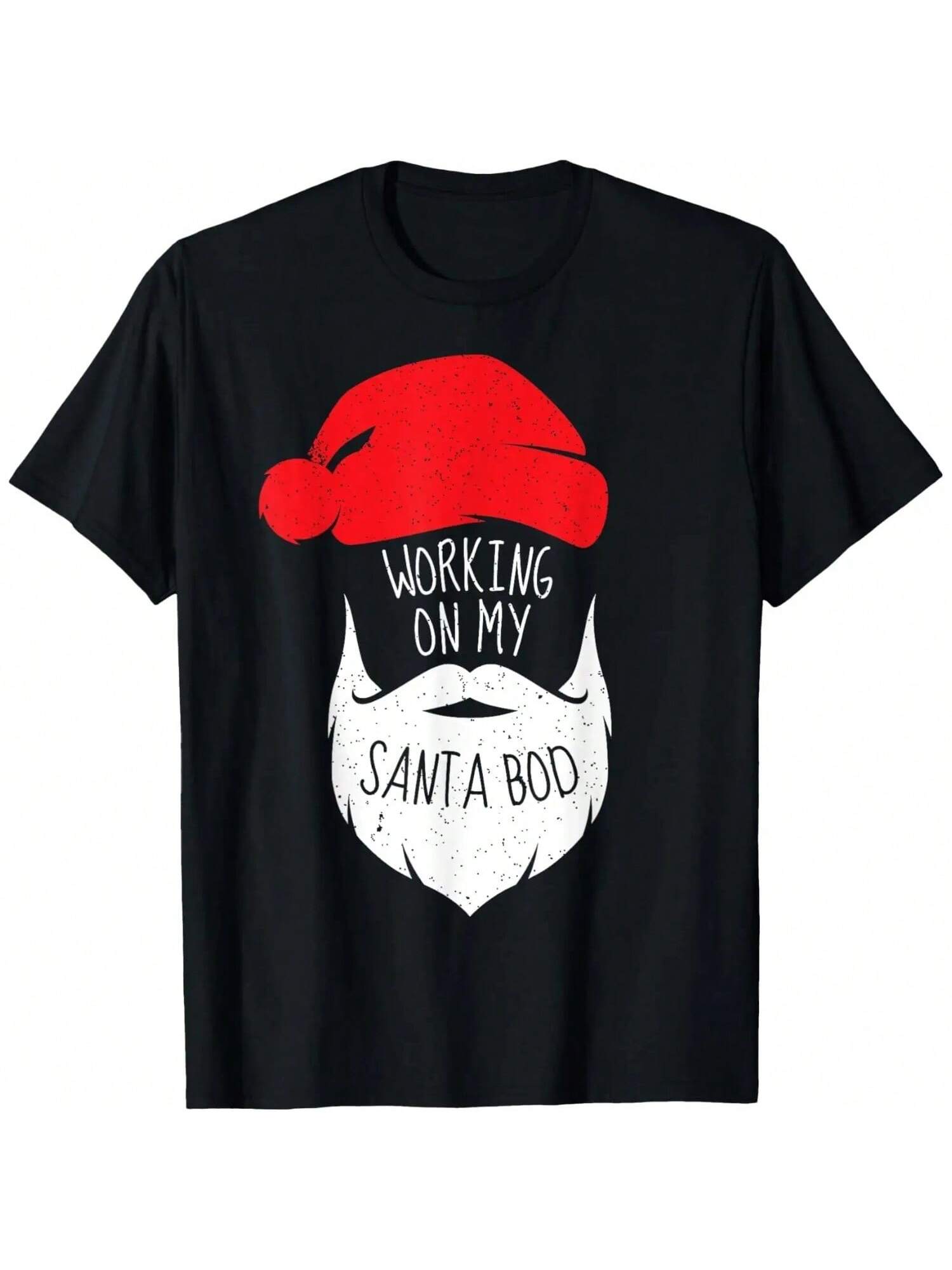Working On My Santa Bod Shirt Christmas Dad Bod Tshirt T-Shirt S