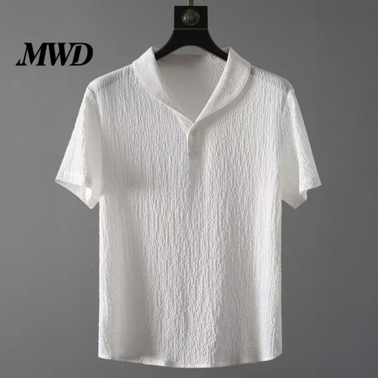 Casual Men Outfit 2Pcs/Set for Men, Lapel Short Sleeve Shirt And Elastic Waist Loose Ultra-thin Summer Suit Long Pants, Ultra-Thin Ice Silk Home Daily