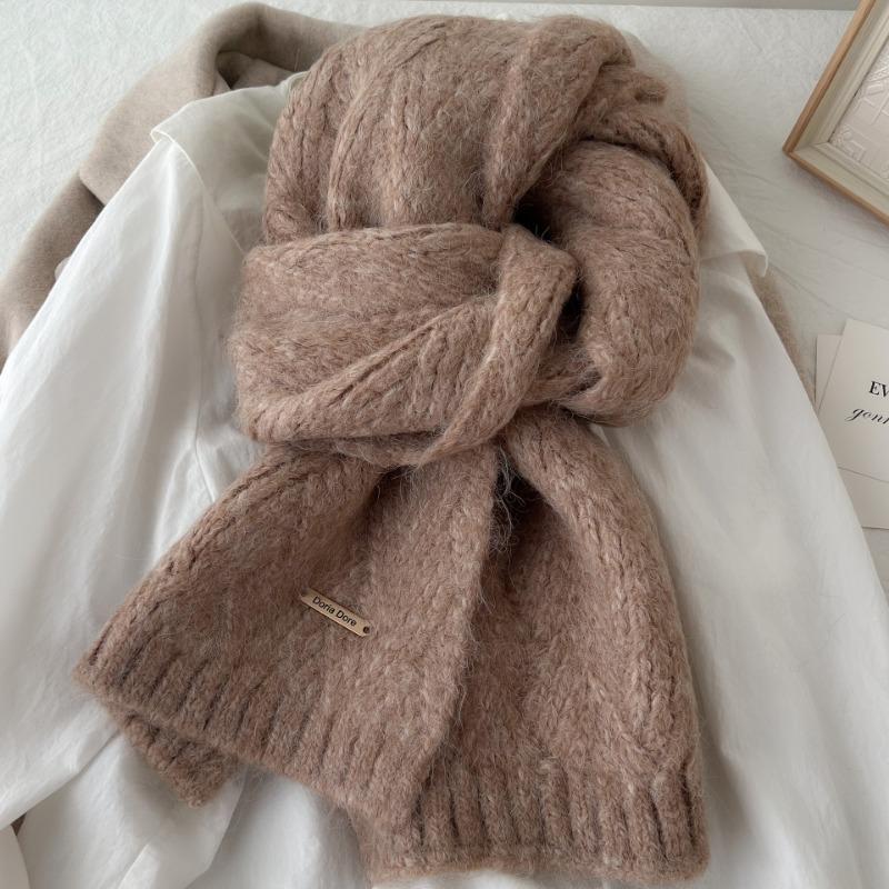 Alpaca wool scarf women's winter new wool blend trendy student high-end knitting