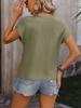 2024 European & American Women's Round Neck Pocket Short Sleeve Sweater