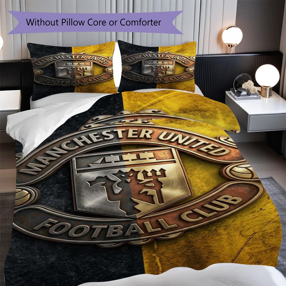 Glory Manchesters Emblematic Pride Three-piece set (1 * duvet cover + 2 * pillowcase, without core) 2D Flat Christmas birthday gift