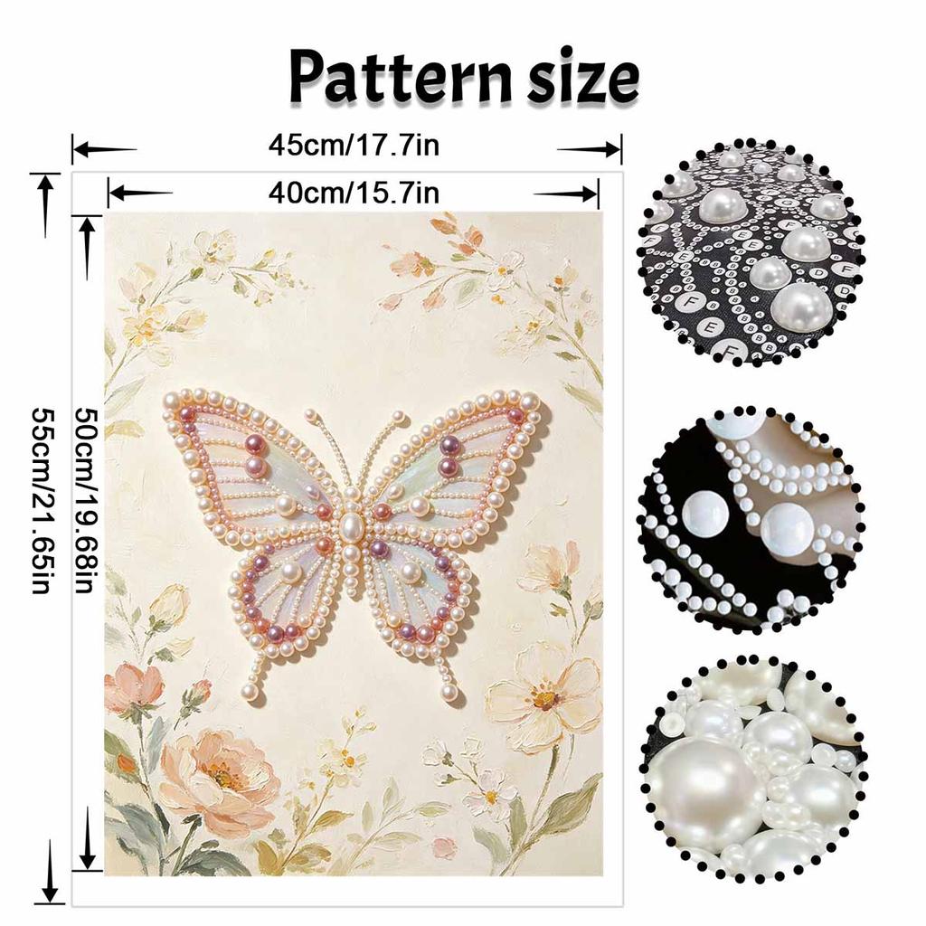 Gerahmtes Perlenmalerei-Set Schmetterling Florales Design DIY 3D Perlen Leinwandkunst Kreatives Freizeit Basteln Heimdekoration Moderne Wanddekoration