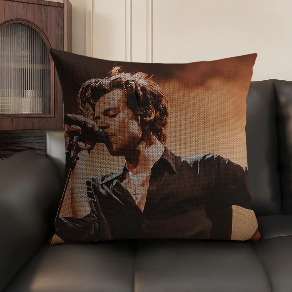 Singer HHarry Music Cushion Cover Natural Linen Organic Fabric DoubleSided Printing Sofa Home Decor Gift Pillow Case