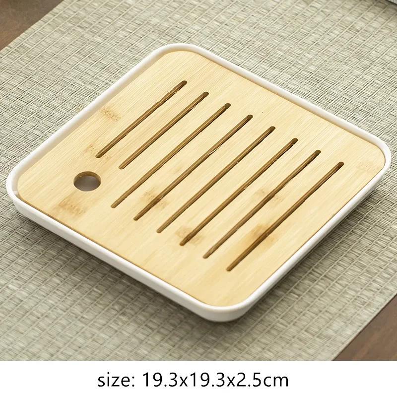 Chinese Natural Bamboo Tray Drainage Water Storage Tea Tray Traditional Tea Set Trays Decorative Household Drawer Tea Board