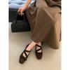 Square head cross strap French Mary Jane women's shoes 2025 ballet shoes bow platform shallow mouth single shoes