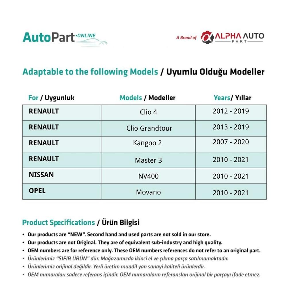 Front Windshield Water Spray Nozzle 2-Piece Set for Renault Clio 4, Kangoo 2, Master 3