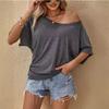 2024 Women's Solid Color Batwing Sleeve Knitted Off-the-Shoulder Top