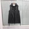 European camel fleece spring new medium and long camel fleece vest drawstring hooded women's warmth