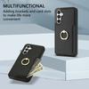For Samsung Galaxy S23 FE Finger Ring Kickstand Phone Case PU Leather+TPU Card Holder Cover