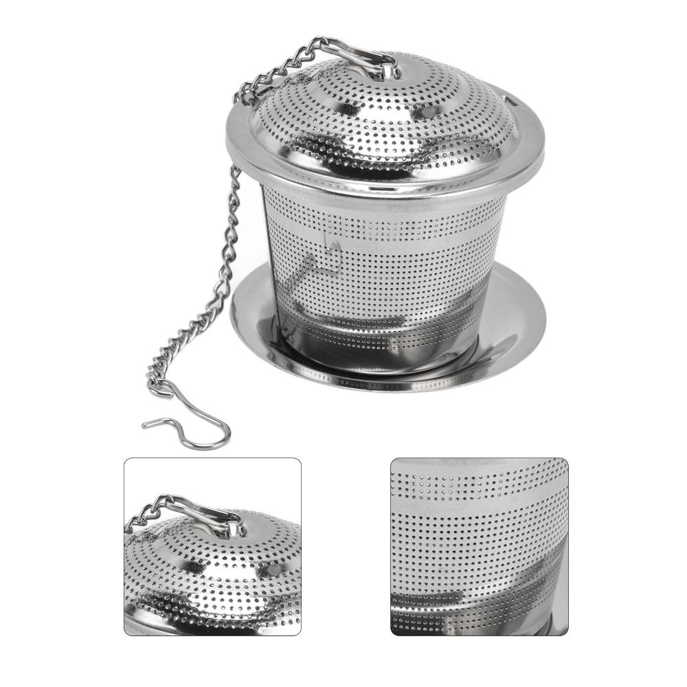 Stainless Steel Loose Tea Steeper Barrel Shaped Tea Infuser With Saucer Tea Ball Tea Brewing
