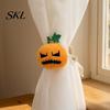 Autumn Curtain Tieback Halloween Pumpkin Tieback, Plush Fabric Strap Durable Holder, Decorative Draperies Holdback for Home Holiday Party Decor Strong