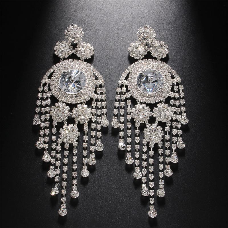 

European and American rhinestone earrings for women s fashionable multi-layer exaggerated tassel earrings, versatile accessories