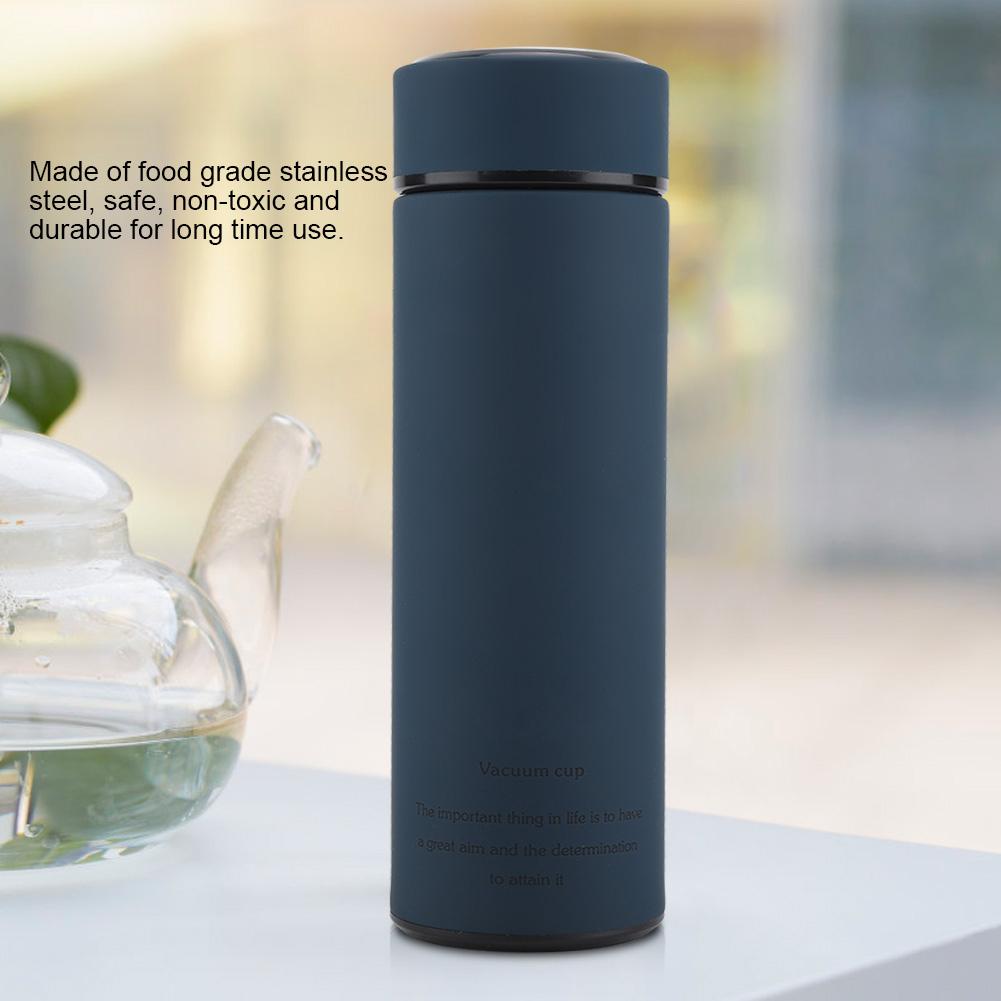 Stainless Steel Water Cups Tea Mugs Vacuum Bottle (Dark Blue 500ML)