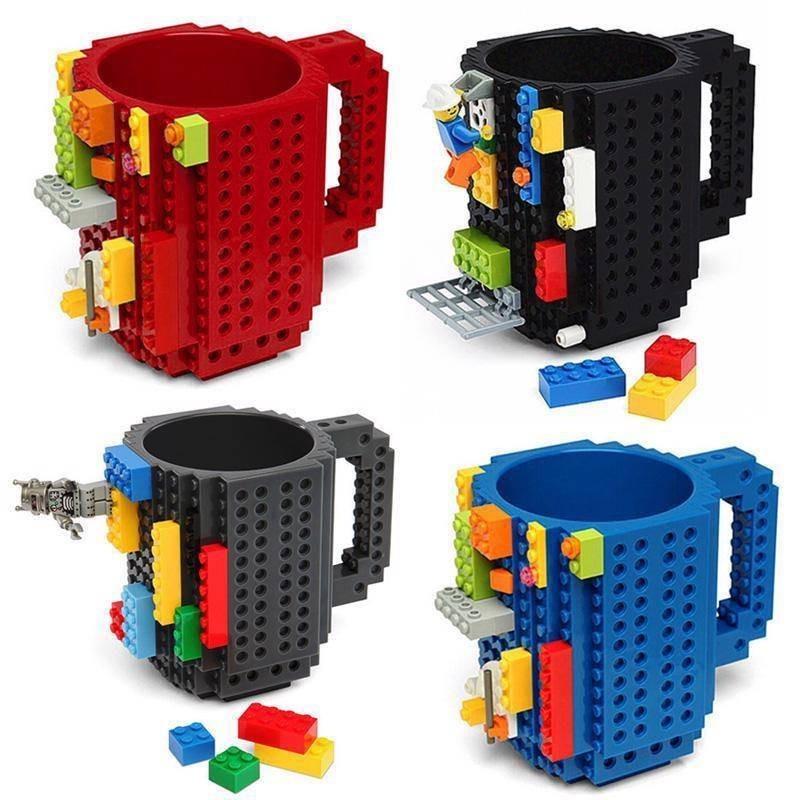 Bunter DIY Bausteinbecher mit 350 ml Fassungsvermögen Plastik-Kaffeetasse im europäischen Stil