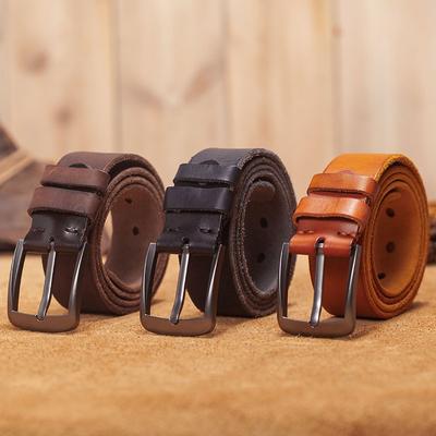 Men Leather Belt Retro Top Quality Genuine Leather Belts for Men Male Metal Pin Buckle Belt