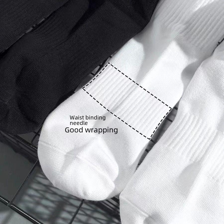 Șosete sport cu tub mediu din bumbac pentru bărbați, de toamnă și iarnă - Stil universitar versatil, respirabile și absorbante de transpirație, șosete albe la modă, tip barcă