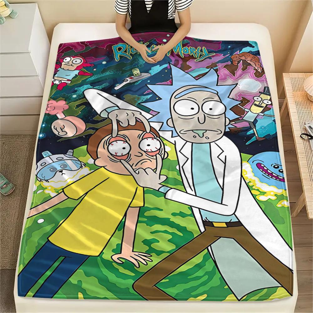 1 Stück Rick und Morty Print Flanelldecke, Hohe Qualität, Bequem für alle Jahreszeiten, Heimdekoration, Wärme und Komfort, Perfekt für Geschenke