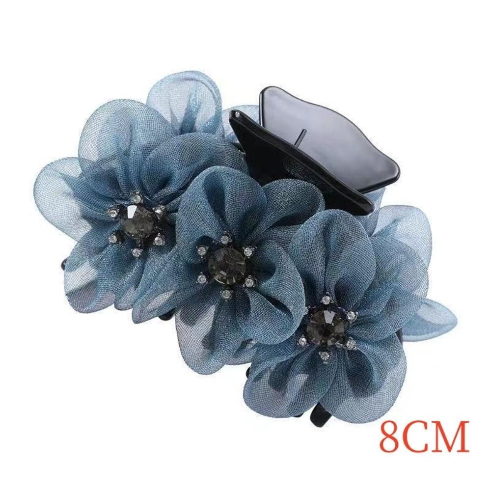 Rhinestone Grab Clip Hairpin Three-Dimensional Flower Head Clip Fashion Fabric Headgear  Women
