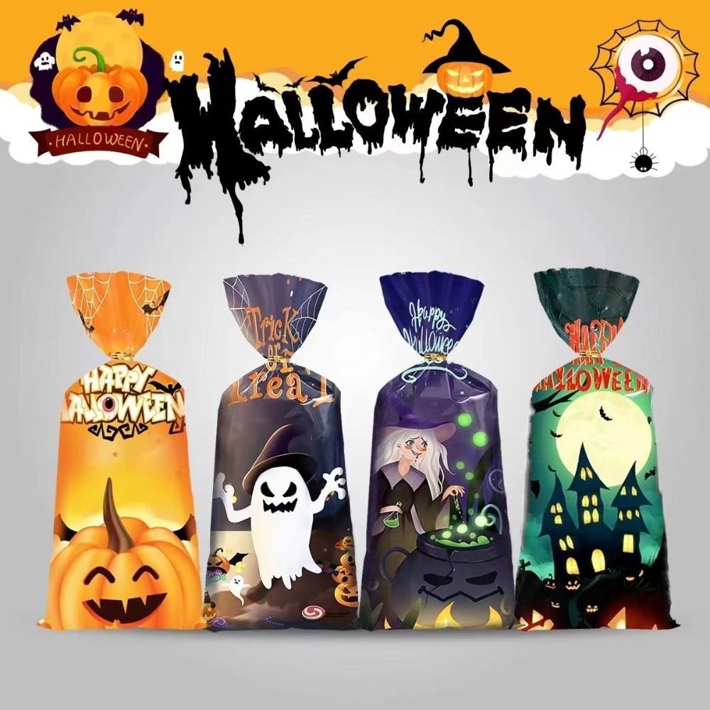 50pcs Exquisite Halloween Candy Bag Cute Drawstring Bag Snacks Candy Biscuit Bag Trick or Treat