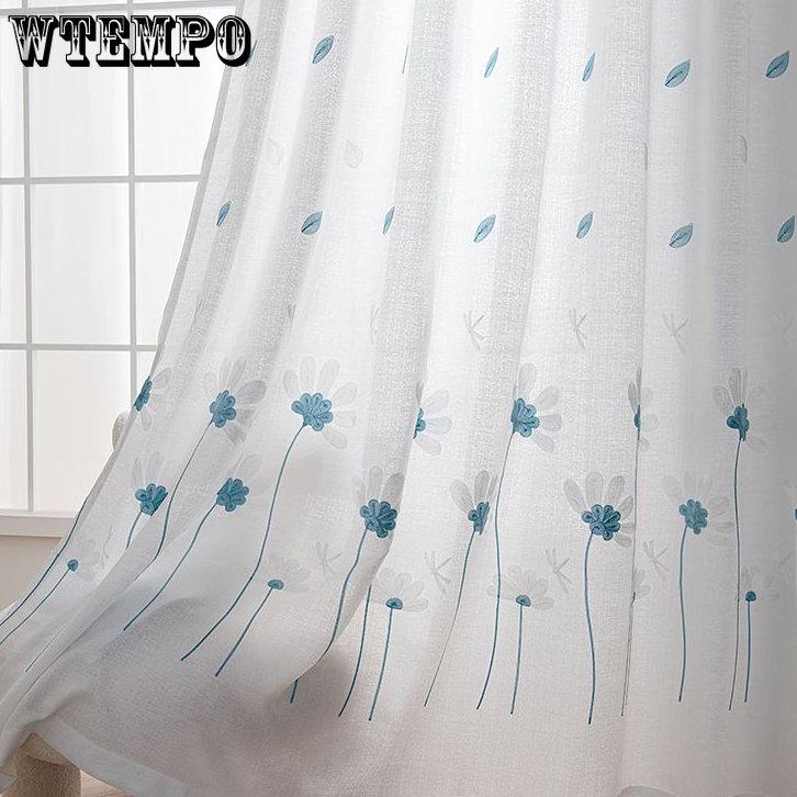 WTEMPO 2PCS Semi Shading Window Screen Living Room Bedroom Balcony Finished Curtains Cheap Sun Protection Thickened White Gauze Curtains