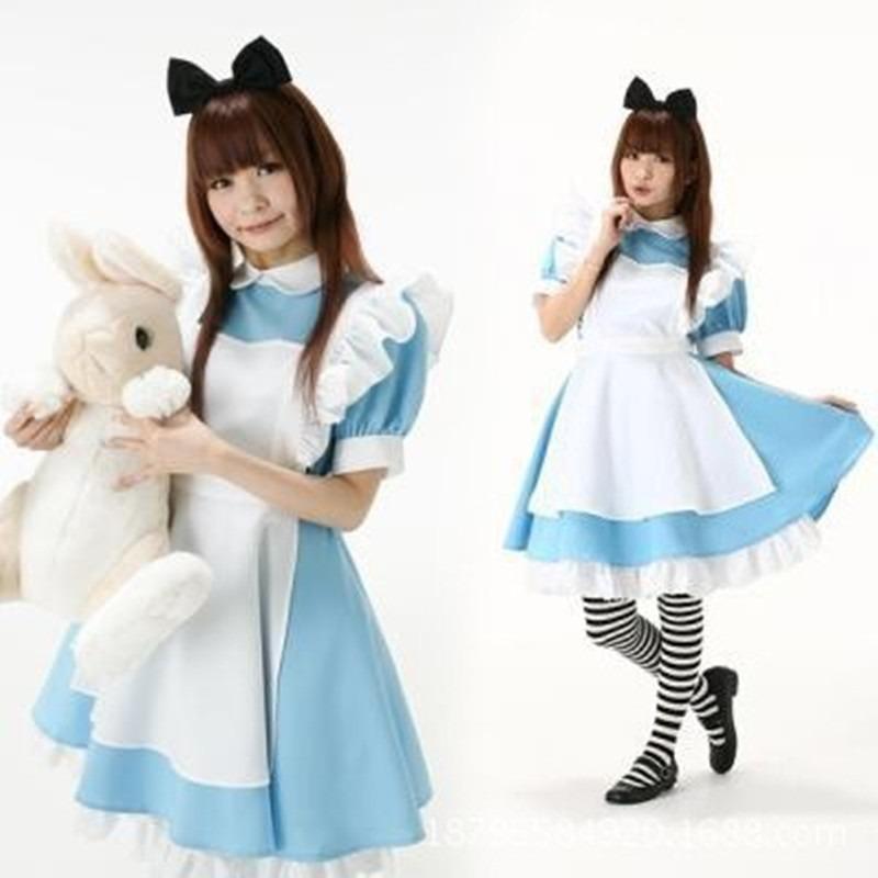 Alice Fantasy Země Zázraků Modré Světlo Zvuk Lolita Služebná Šaty Halloweenské Služebná Šaty Služebná Šaty Výkonnostní Šaty