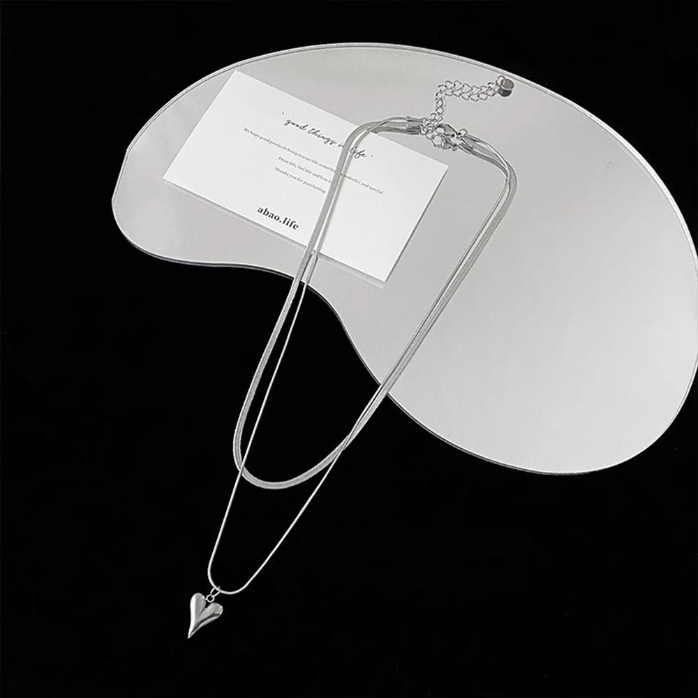 Charm Stainless Steel Double Layer Peach Heart Pendant Necklace Jewelry for Women Cute Cool Clavicle Chain Aesthetic Y2k Jewelry KTJ