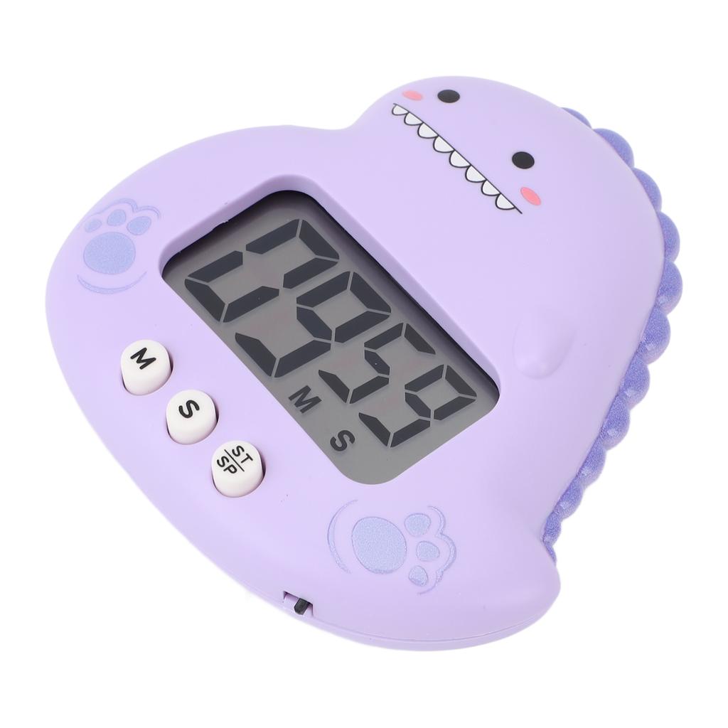 Cute Dinosaur Kids Timer Large LCD Display Loud Alarm Digital Kitchen Timer Magnetic Countdown Timer for Classroom Home