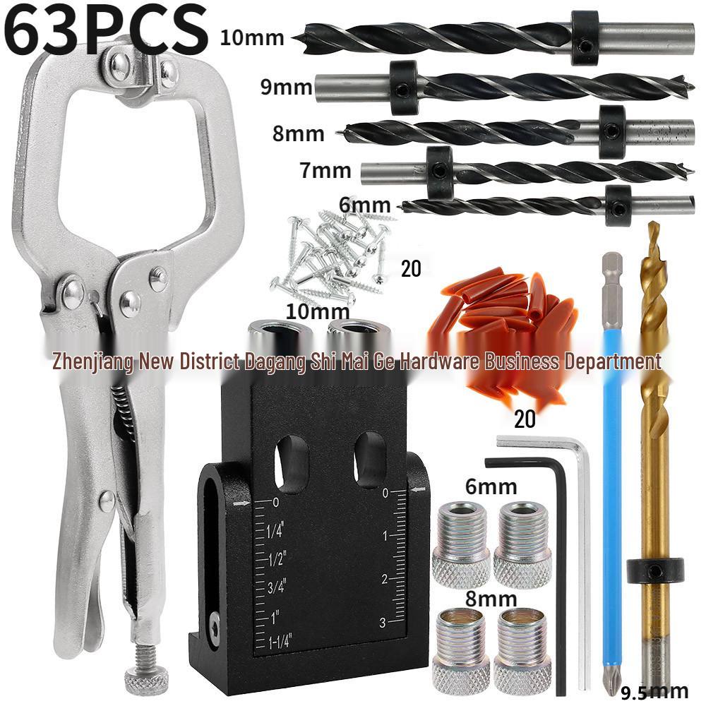 15° Angle Black Woodworking Hole Punch Locator & Oblique Hole Setter Tool for Wood Board Installation