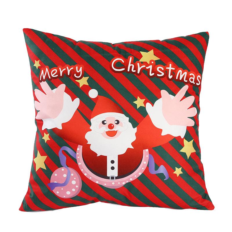 New Pillowcase Christmas Super Soft Red Simple Cute Santa Claus Print Cushion Home Cushion