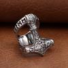 Classic Vintage Viking Thors Hammer Ring For Men Stainless Steel Nordic Odin Rune Rings Fashion Amulet Jewelry Gift