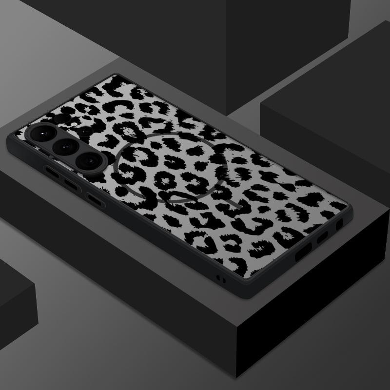 Magnetic Luxury Leopard Print Case For Samsung Galaxy S25 S24 S23 Ultra S22 Plus S21 S20 S24 FE For Magsafe Matte PC Phone Cover
