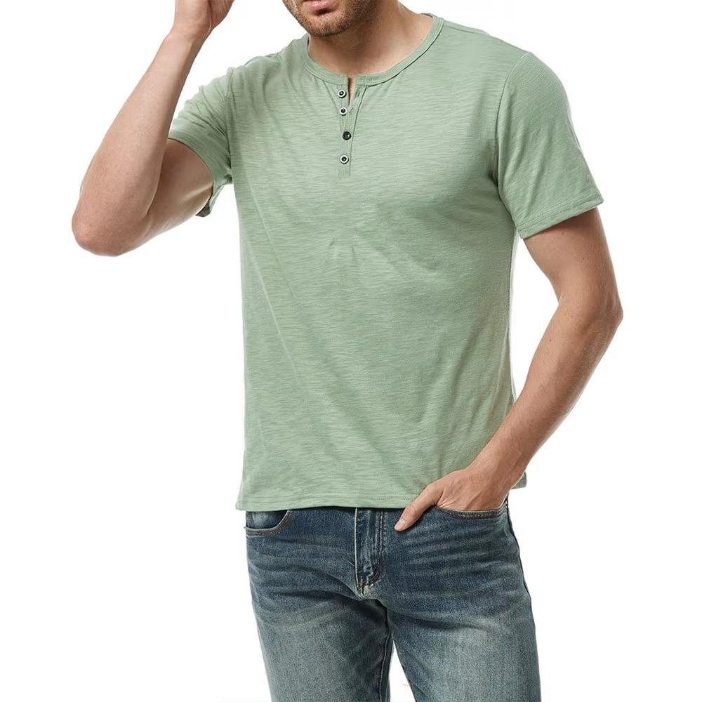 Pánské tričko s krátkým rukávem Henley Collar letní ležérní jednobarevné tričko pro muže Polo vysoce kvalitní pánská trička