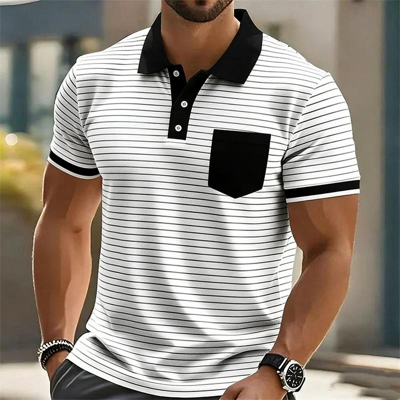 Men's Short Sleeve Summer 3D Digital Comfortable Casual Polo Shirts with Printing for Quick Drying Solid Color