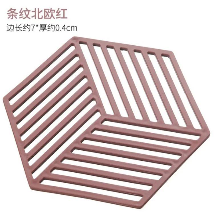 5pcs Simple Heat Insulation Mat High Temperature Hollowed Out Thickness 4mm Table Mat Home Tea Casserole Mat Striped Coaster
