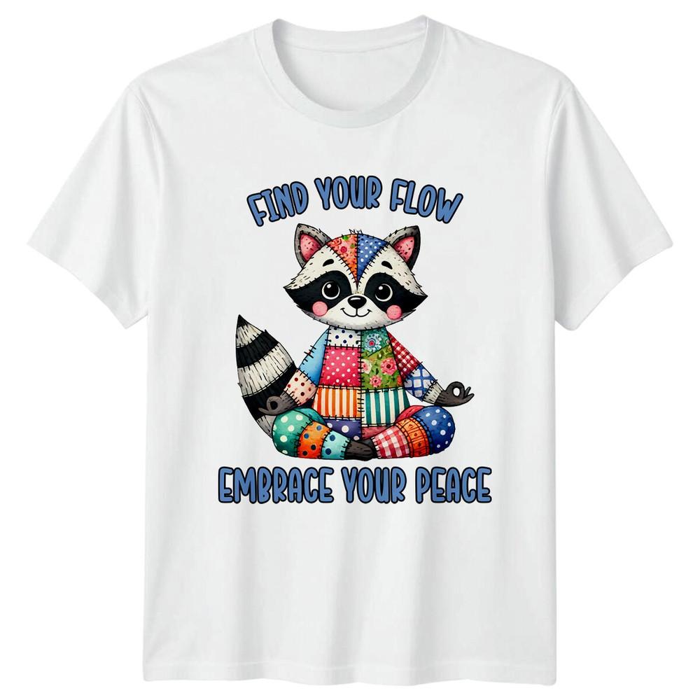 Find Your Flow Embrace Your Peace Yoga Raccoon TShirt S