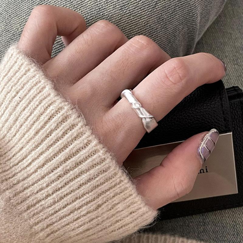 925 Silver Open Finger Ring Punk Heart Irregular Geometric Stackable For Women Girl Jewelry Gift Dropship