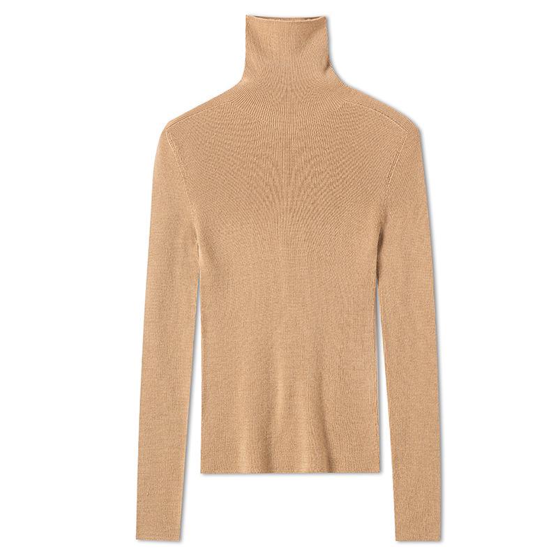 Women's Machine Washable Seamless New Zealand Wool High Neck Sweater - 100% Pure Wool Knitwear Base Layer Top