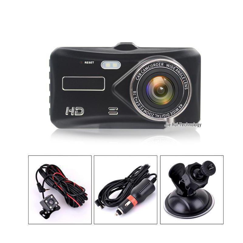 HD Dual Camera Car Recorder with 4-inch Touch Screen and Reversing Image