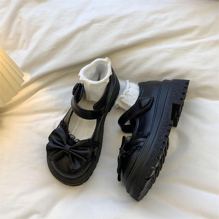 Japanese cute Mary Jane jk single shoes new autumn college style bow platform small leather shoes