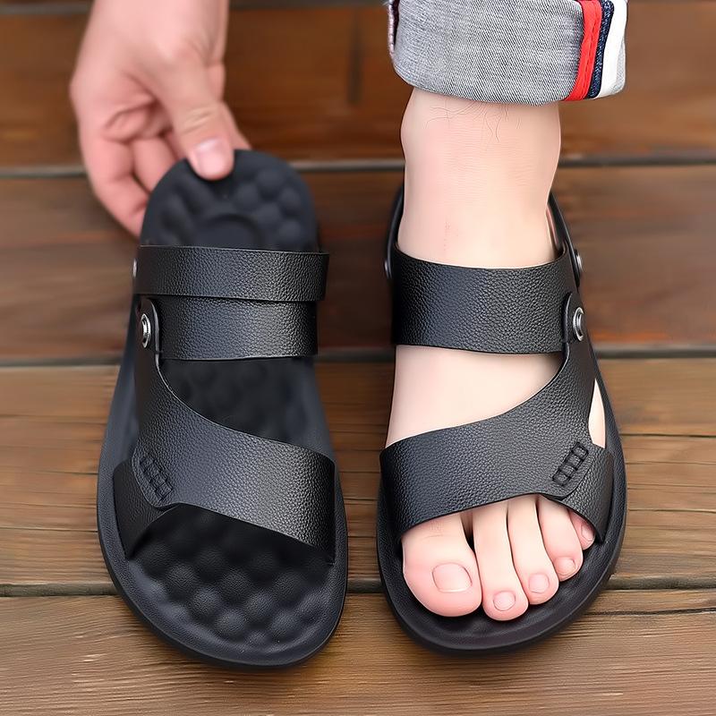 

Sandals Men s Leather Beach Shoes Year Driving Cowhide Dual-Purpose Men s Cool Slippers 38
