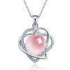 Silver Crystal Heart-Shaped Necklace with Grape Stone Pendant - Japanese and Korean Design