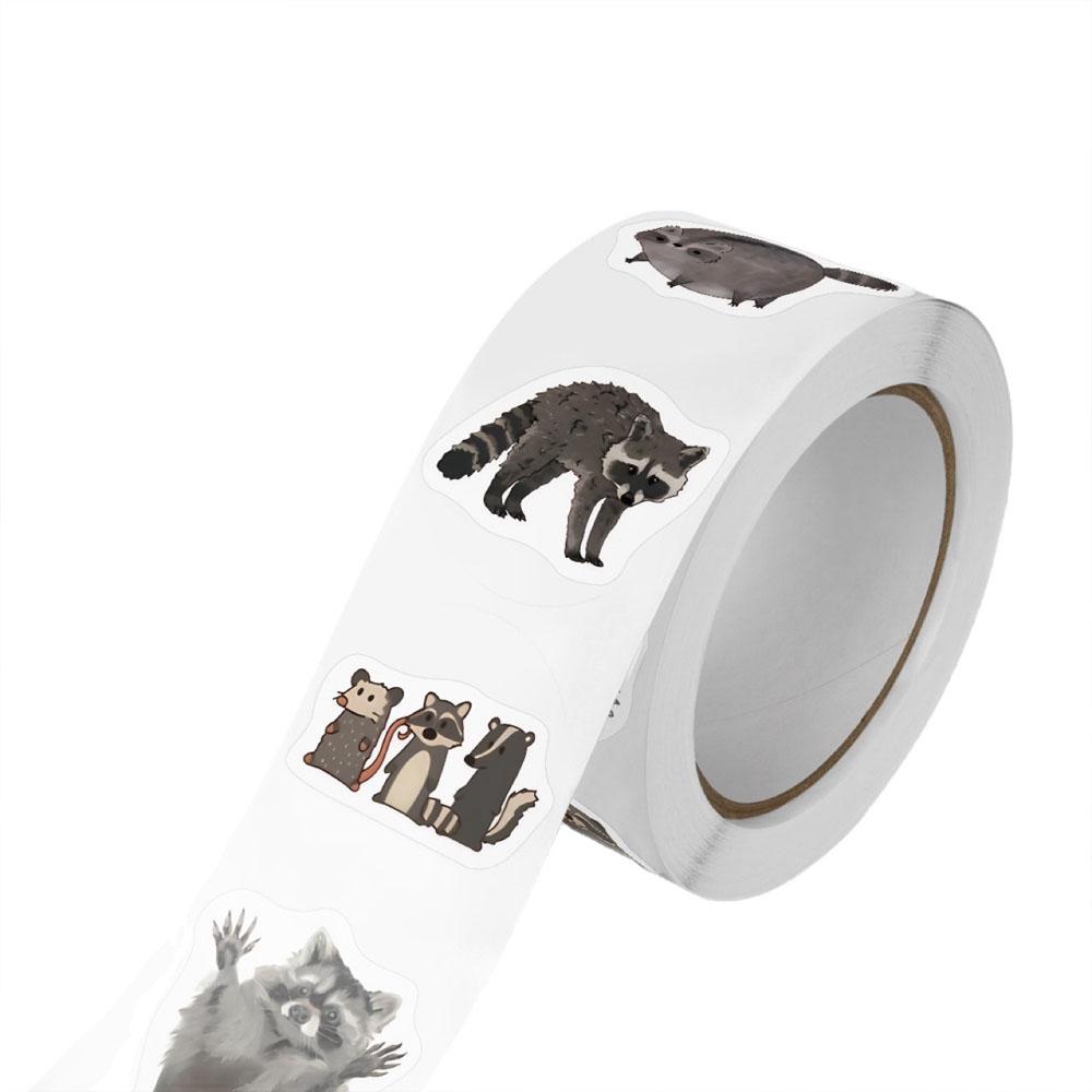 500pcs Little Raccoon Cartoon Sticker Rolls Diy Planner Decoration High Appearance Level Personalized Animal Ins Gift Stickers