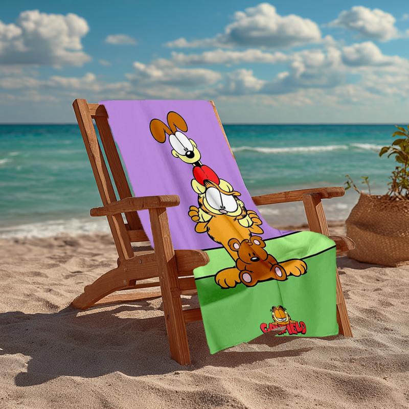 Ultra-Soft Beach Towel with Garfield Theme,Ideal for Pool - Camping, Diving - Perfect Travel Essential, Vibrant Beach Towel.