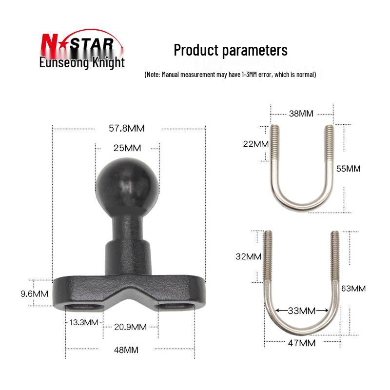 U-Shaped Motorcycle Phone Holder with Fixed Ball Head and T-Shaped Handlebar Clamp