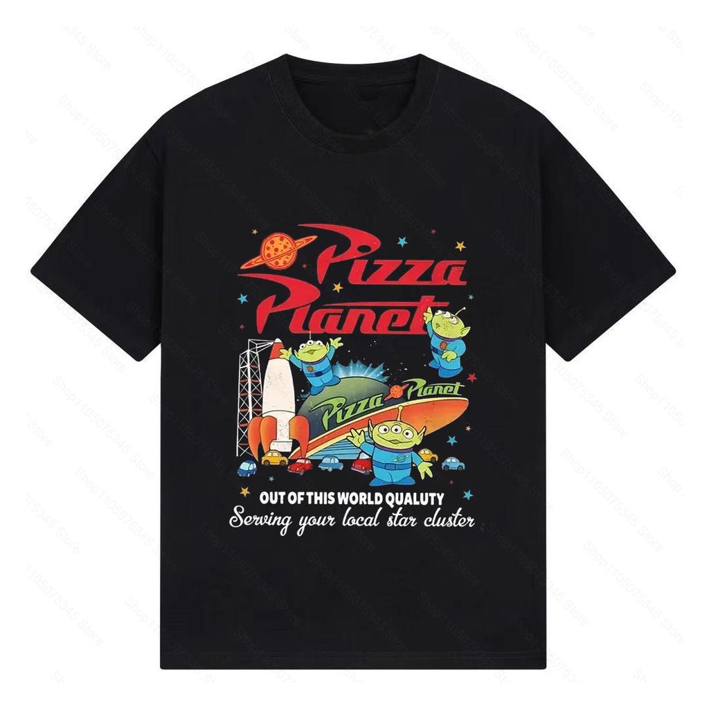 Toy Story Cartoon T-Shirt Coole Autos Pizza Planet Aliens Streetwear Paar Unisex Herren Sommer Baumwolle Damen T-Shirt Oversize Atmungsaktiv
