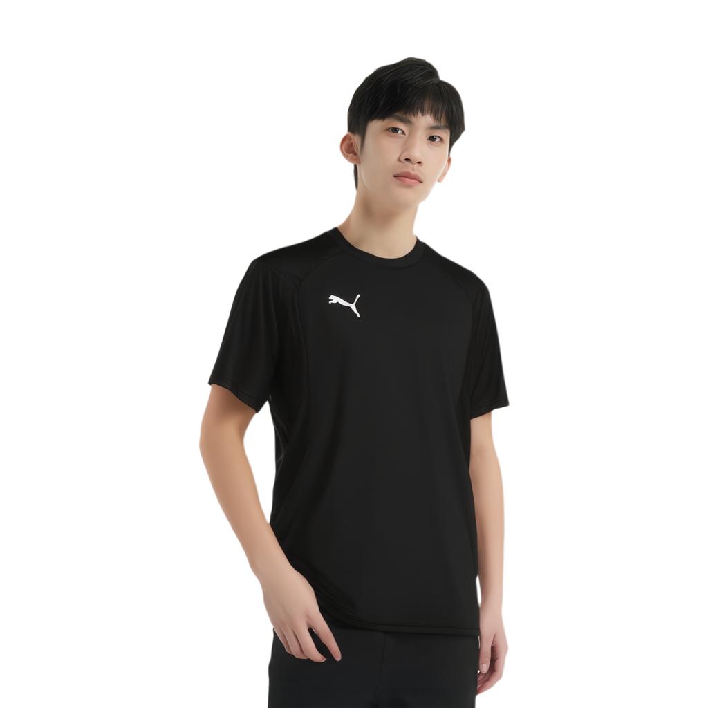 Puma Solid Color Brand Logo Round Neck Short Sleeve T-Shirt Men Tops Black 655308-03