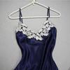 Female Sleepwear Set Solid Color Embroidery Spaghetti Strap Top + Pants 2pcs Pajama Set