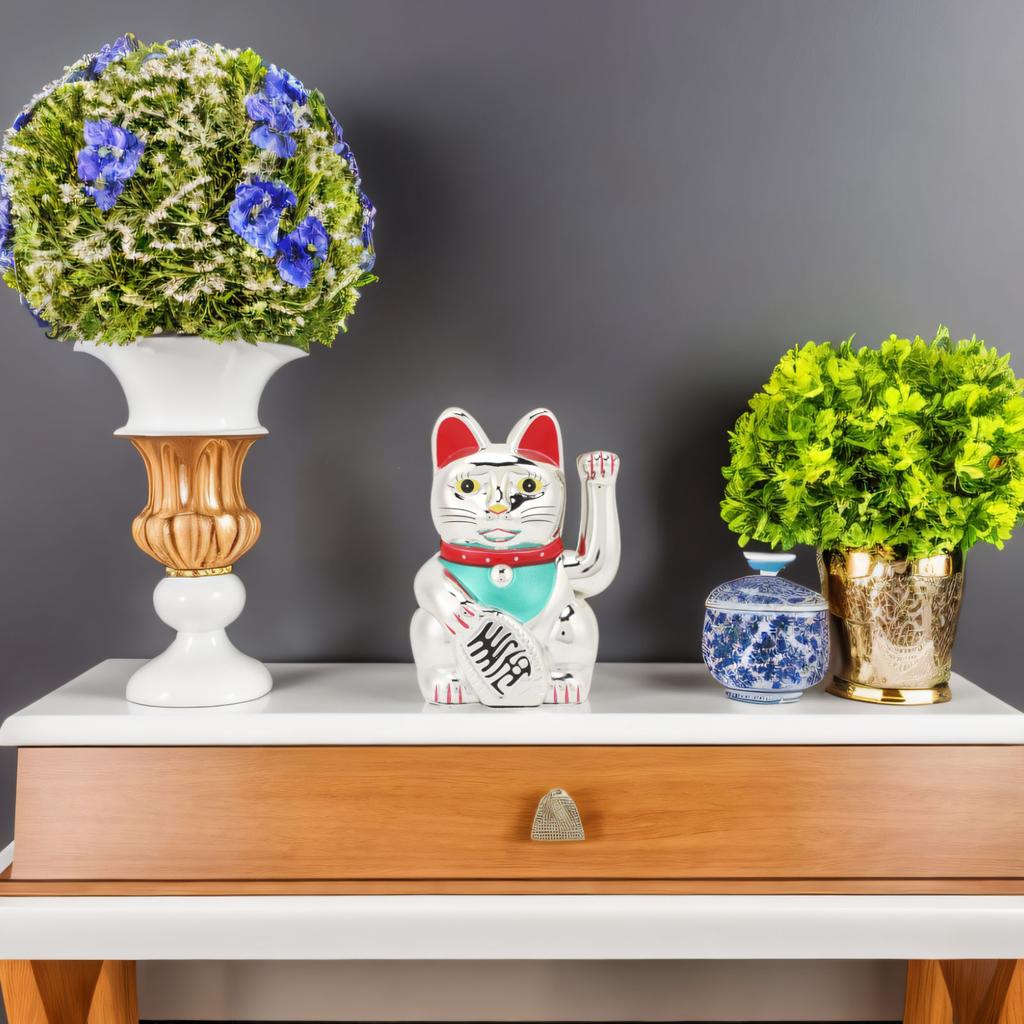 Waving Arm Cat Ornament Hand Waving Plastic Electric Hand Waving Cat Decoration for Home Car Shop